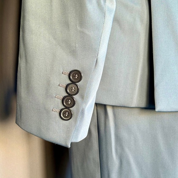 Men's Zara Metallic Slate Blue Slim Fit 2-Piece Suit | Sz 36 Jacket 30x28 Pants - Picture 6 of 12